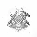 Hammer and sledgehammer mine tattoo design idea