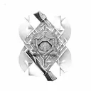 Hammer and sledgehammer representing the symbol of Chi mine tattoo design idea