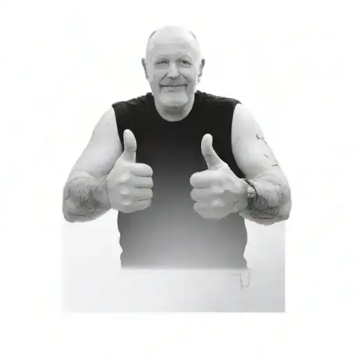 a man giving a thumbs up tattoo design idea