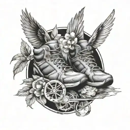fast and furious and tomorrowland and hikingshoe tattoo design idea