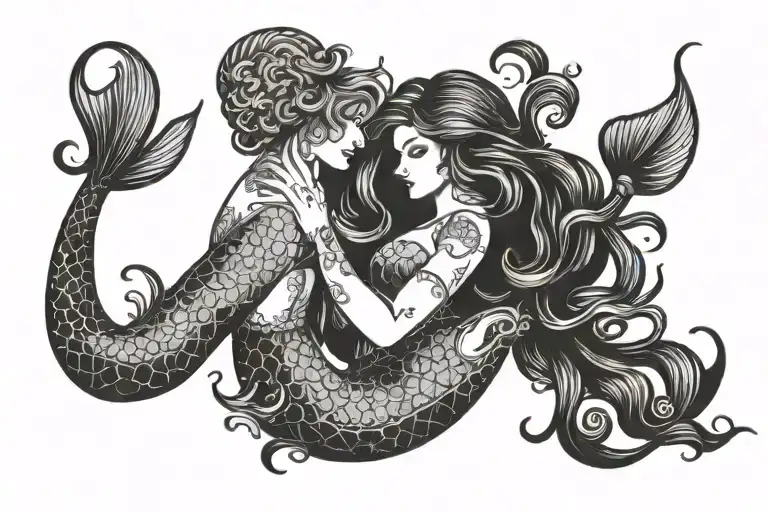 Pisces sign mermaid   tattoo design idea