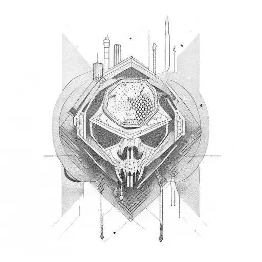 urban brutalist human tattoo design idea