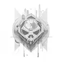 urban brutalist human tattoo design idea