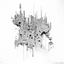 urban brutalist human tattoo design idea