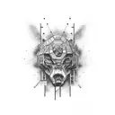 urban brutalist human tattoo design idea