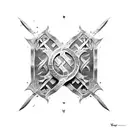 Runic symbols viking shoulder armor tattoo design idea