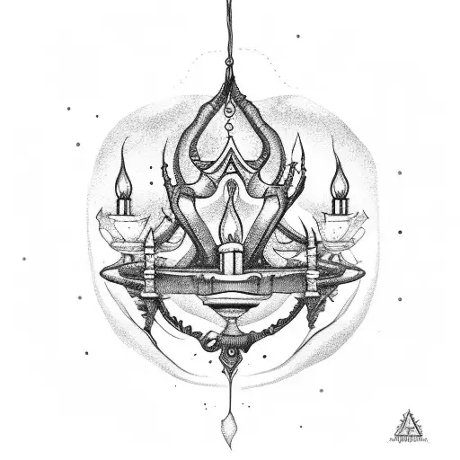 Hermit with chandelier tattoo design idea