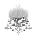 Intricate branches forming a sleeve design with a hidden willow tree tattoo design idea