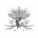 Intricate branches forming a sleeve design with a hidden willow tree tattoo design idea