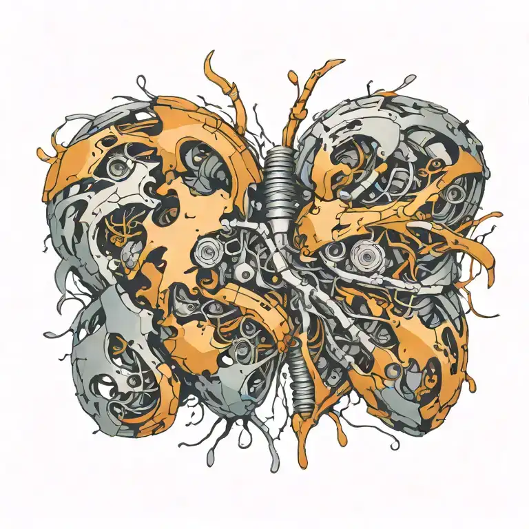 Bionic Heart Skin being ripped to expose it tattoo design idea