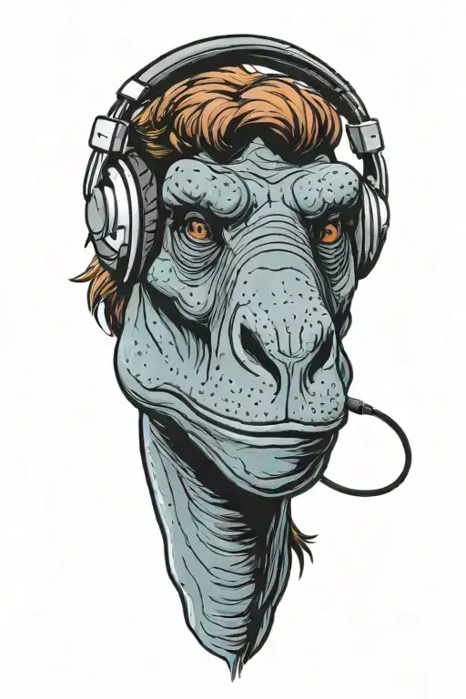 little foot from land before time wearing headphones tattoo design idea