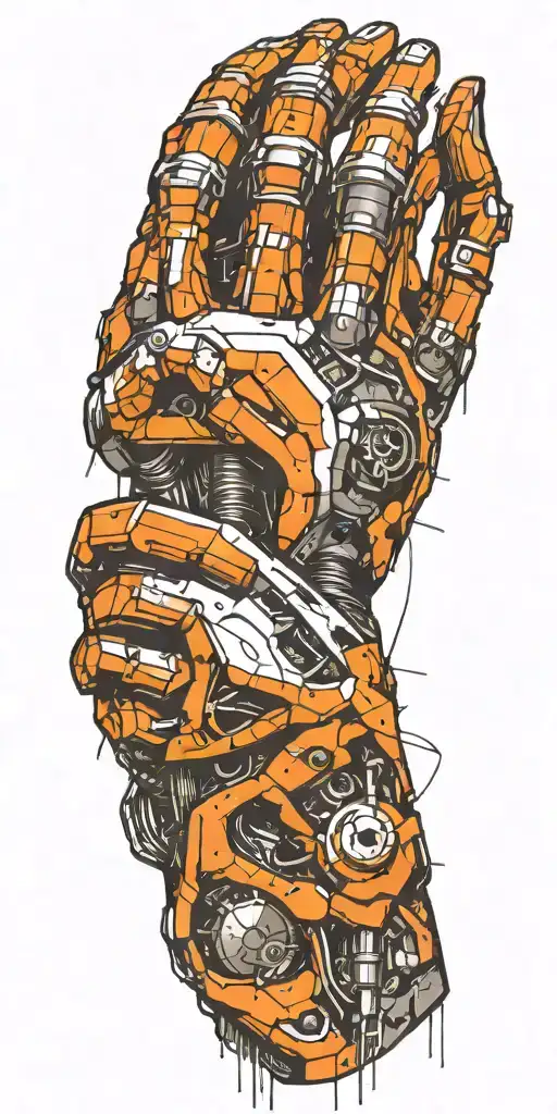 Bionic Arm With Screen being peeled back  tattoo design idea