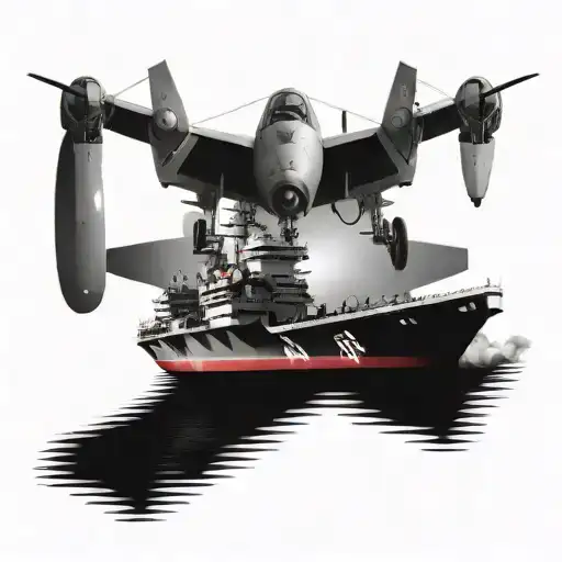 Aircraft Carrier with a tugboat tattoo design idea