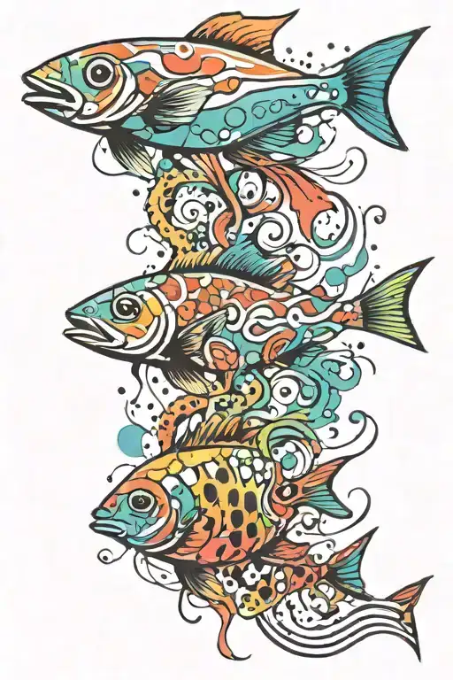 colorful Just keep swimming tattoo design idea