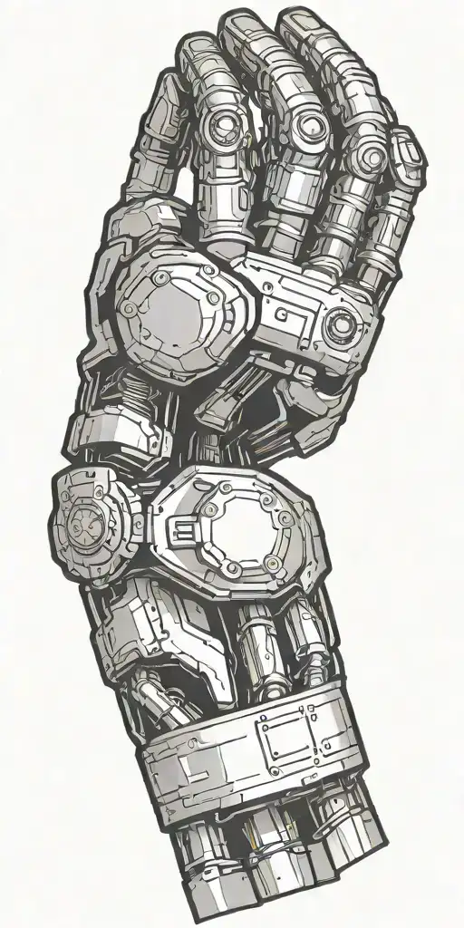 Bionic Arm With Screen being peeled back  tattoo design idea