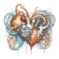 Bionic Heart Skin being ripped to expose it tattoo design idea