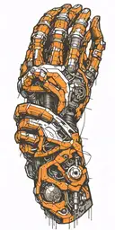Bionic Arm With Screen being peeled back  tattoo design idea