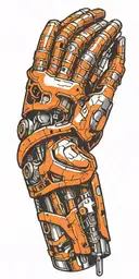 Bionic Arm With Screen being peeled back  tattoo design idea