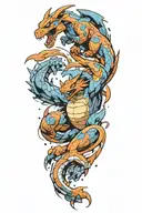 charizard fighting  blastoise  tattoo design idea