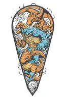 charizard fighting  blastoise  tattoo design idea