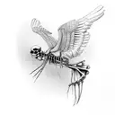 birds skeleton from front tattoo design idea