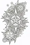 3 Stars and Sun tattoo design tattoo design idea