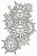3 Stars and Sun tattoo design tattoo design idea