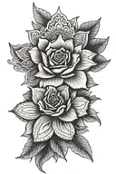 map of Mexico and rose mandala tattoo design idea