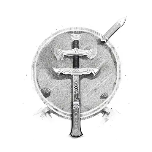 Combat pistol morphing into a Viking sword tattoo design idea