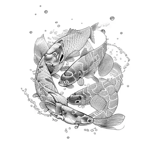 Koi Fish with waves tattoo design idea