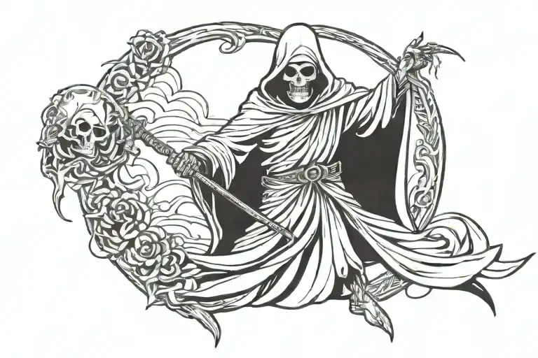 grim reaper taking your soul leaving the body tattoo design idea