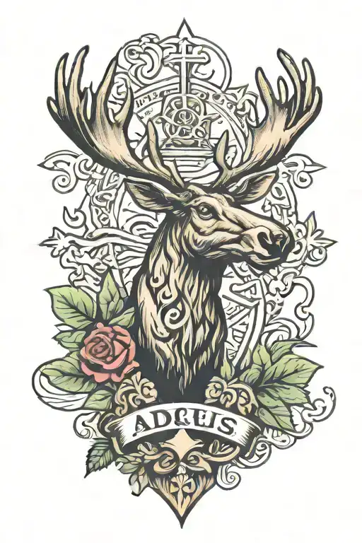 caduceus and moose  tattoo design idea