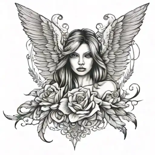 girl bad angel tattoo design idea