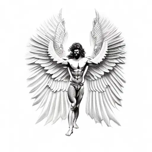 Temporary Tattoo Sleeve - Angel Greek Mythology Clock 3D Waterproof Mens  Womens | eBay