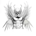 greek god with angle wings tattoo design idea