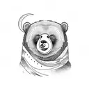 parent and child bear with moon tattoo design idea