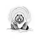 parent and child bear with moon tattoo design idea