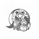 parent and child bear with moon tattoo design idea
