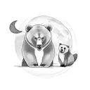 parent and child bear with moon tattoo design idea