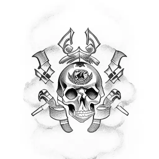 mexico flag with guns and skulls tattoo design idea