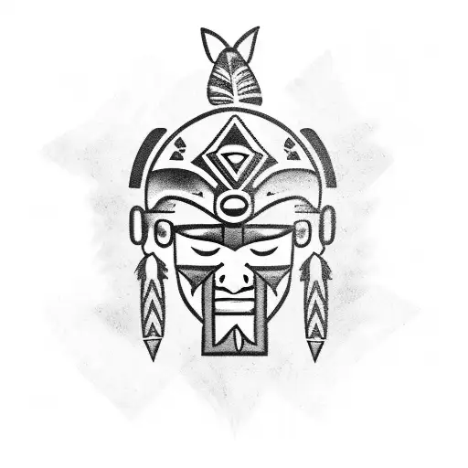 aztec warrior with feathers  tattoo design idea