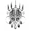 aztec warrior girl tribal tattoo design idea