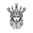 aztec warrior girl tribal tattoo design idea