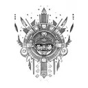 aztec warrior girl tribal tattoo design idea