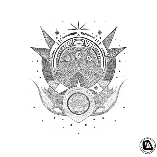 sol, luna y estrellas tattoo design idea