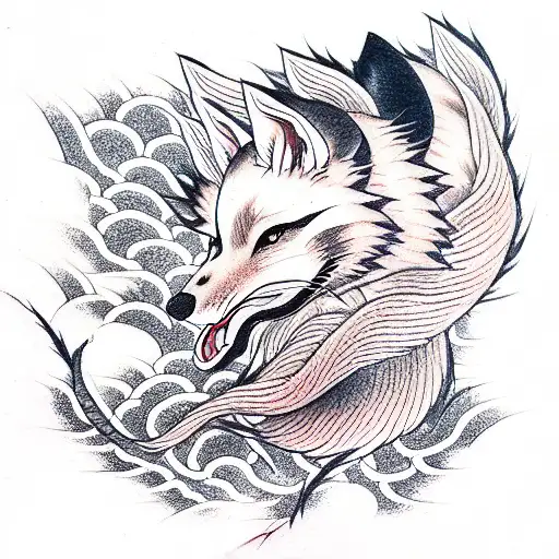  kitsune and Sakura  tattoo design idea