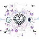 Love yourself femine heart shape, with orchids and butterfly around with a small moon tattoo design idea