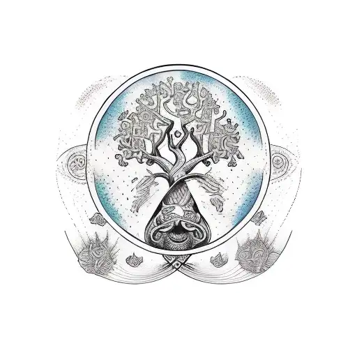 Yin and Yang and tree of life  tattoo design idea