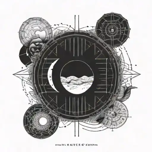 moon phases down spine tattoo design idea