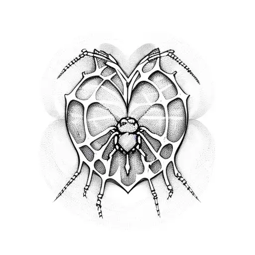 Heart shaped spiders web tattoo design idea